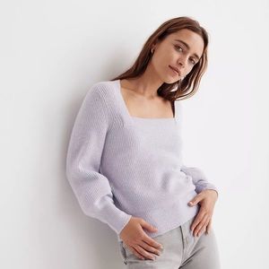 Madewell Melwood Square-Neck sweater in Coziest Yarn, in light Lavender. NWT.